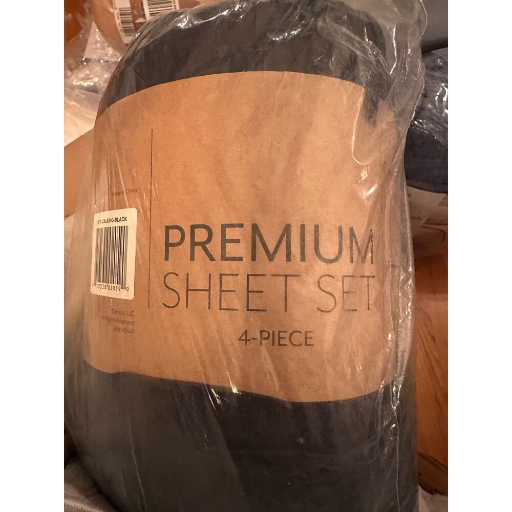 Premium 4 Piece Ultra Soft Bed Sheet Set Black King Hypoallergenic